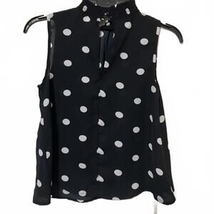 Live 4 Truth Black White Polka Dot Sleeveless Modern Chic Blouse Size XS